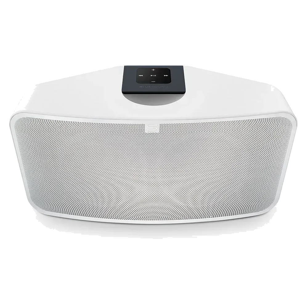Bluesound PULSE 2i, white front three-quarter view at Toma Audio