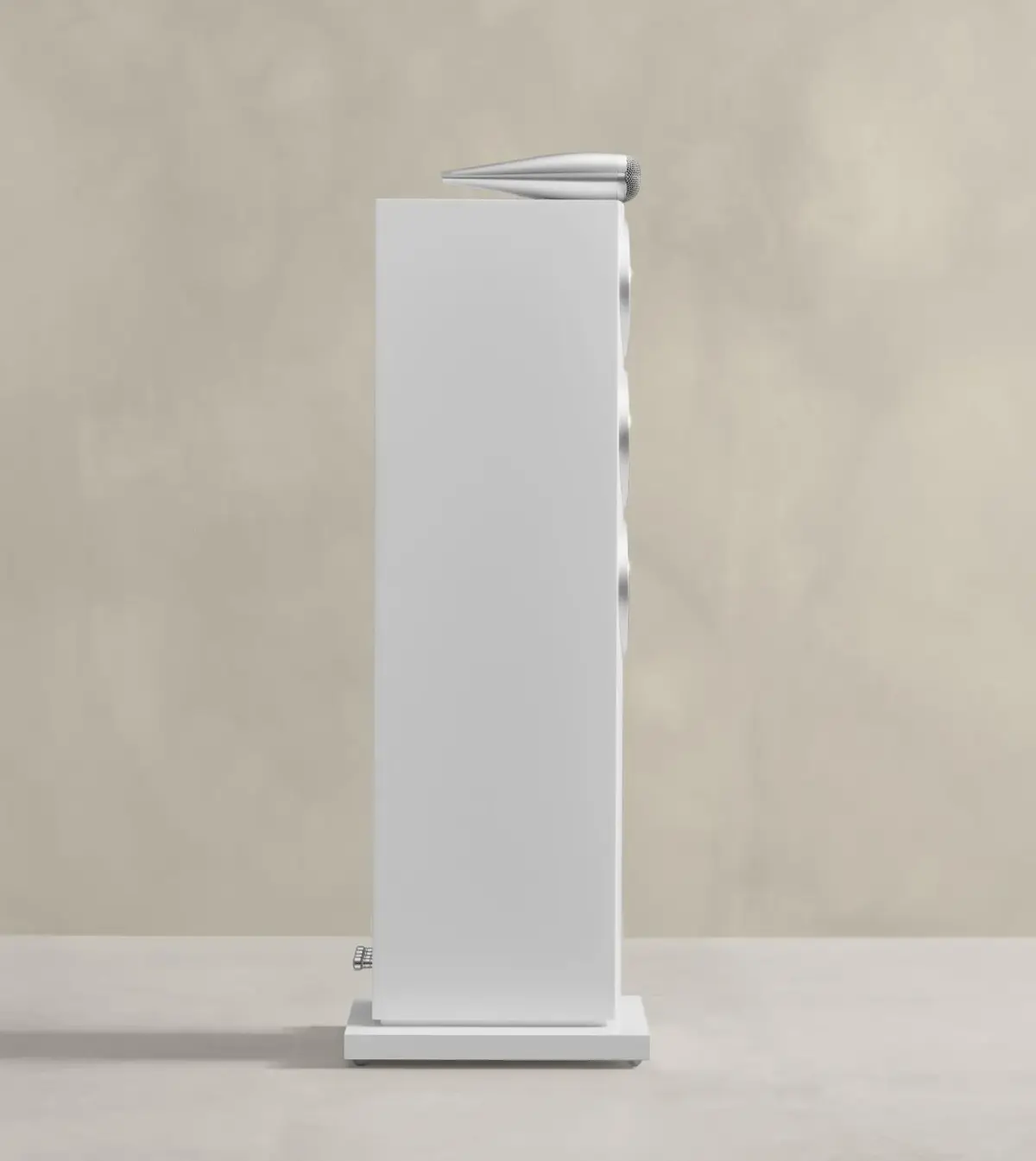 Bowers & Wilkins 702 S3 in Satin White, side view at Toma Audio