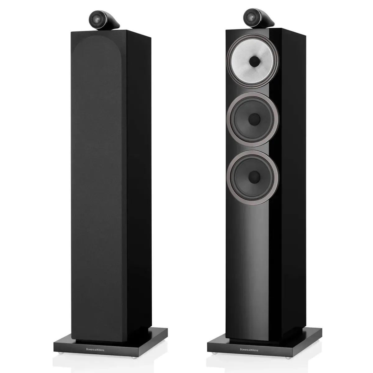 Bowers & Wilkins 703 S3 in Gloss Black, paired front and rear view at Toma Audio