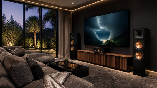 Premium home theatre installation in a sophisticated Gold Coast living room