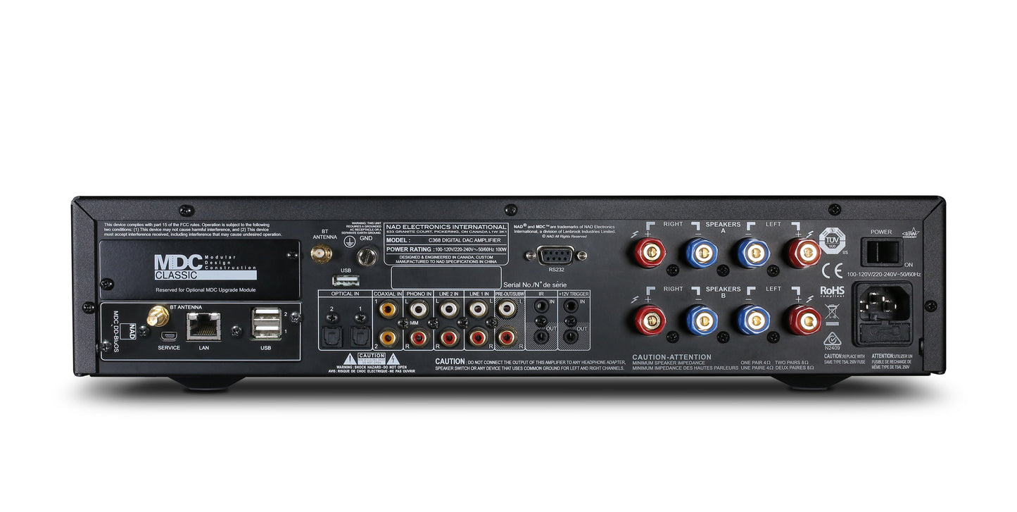 NAD C 368 Integrated Streaming Amplifier - [2x80W DAC USB BT Wi-Fi BluOS Phono]