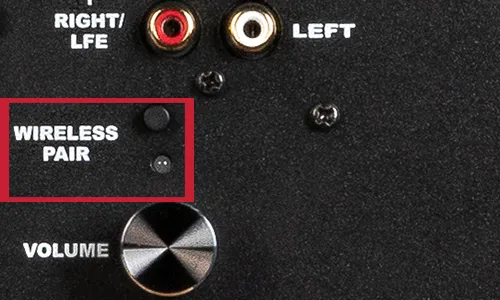 Episode Subwoofer Wireless Transmitter, wireless transmitter pairing button at Toma Audio