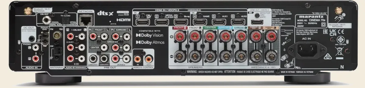 Marantz CINEMA 70s, rear panel at Toma Audio