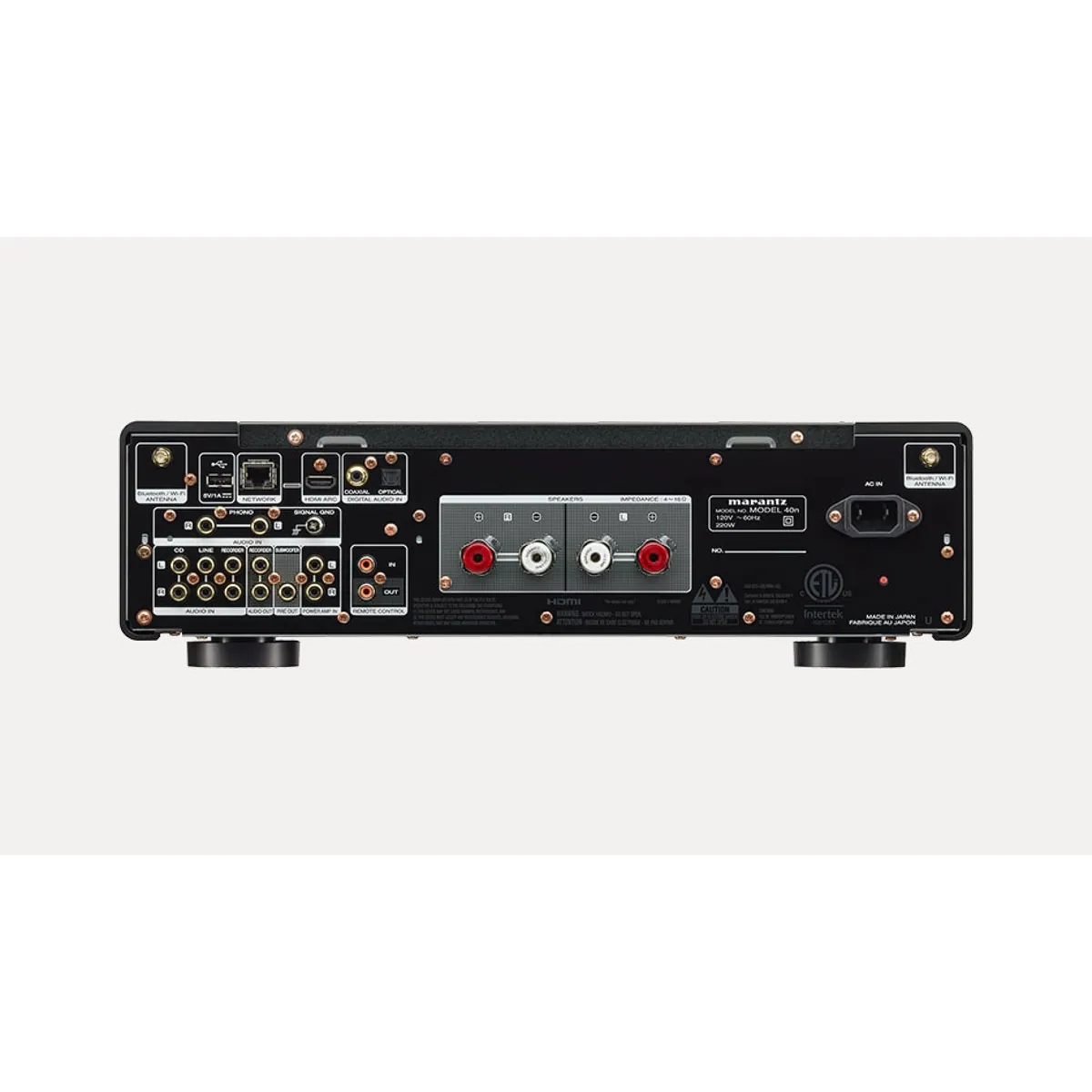 Marantz Model 40n Integrated Streaming Amplifier - [2x70W BT Wi-Fi HEOS HDMI USB DAC Phono] integrated streaming amplifier, rear panel, at Toma Audio