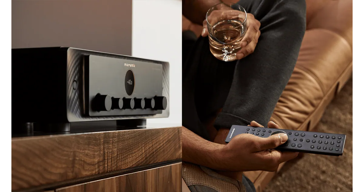 Marantz Model 40n Integrated Streaming Amplifier - [2x70W BT Wi-Fi HEOS HDMI USB DAC Phono] integrated streaming amplifier with remote in a listening room at Toma Audio