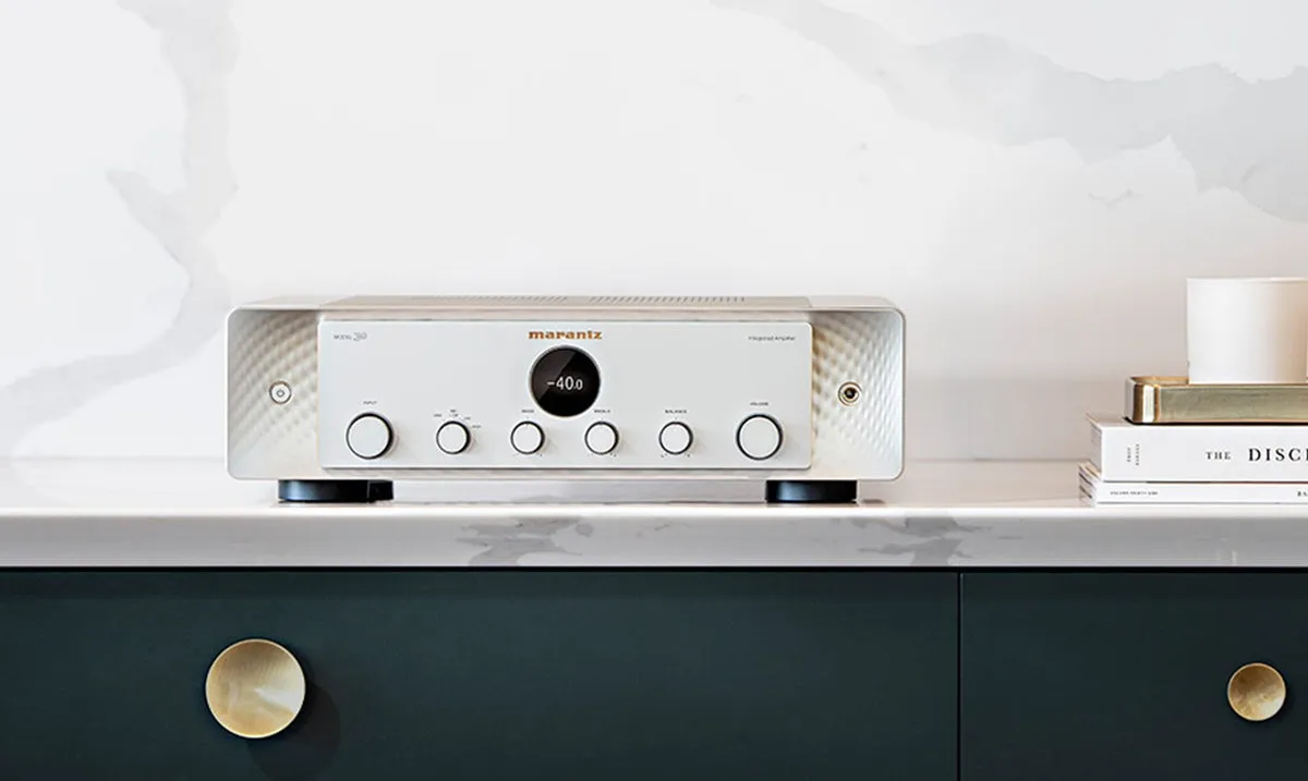 Marantz Model 30 - [2x100W Phono MM/MC] integrated amplifier in silver-gold finish, front view, at Toma Audio