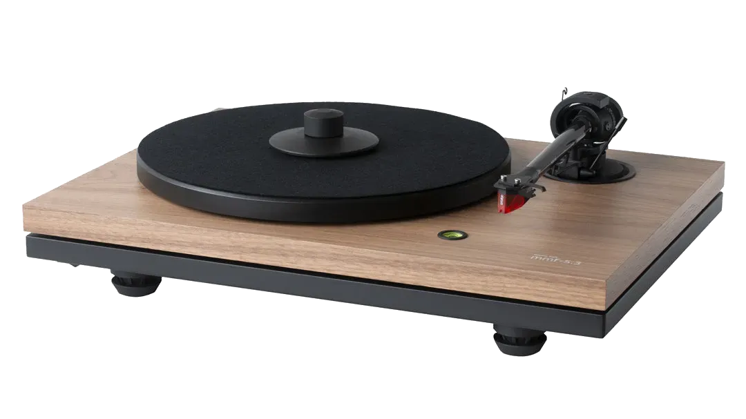 Music Hall mmf-5.3 se Walnut Manual Turntable - [LP Manual], angled view at Toma Audio