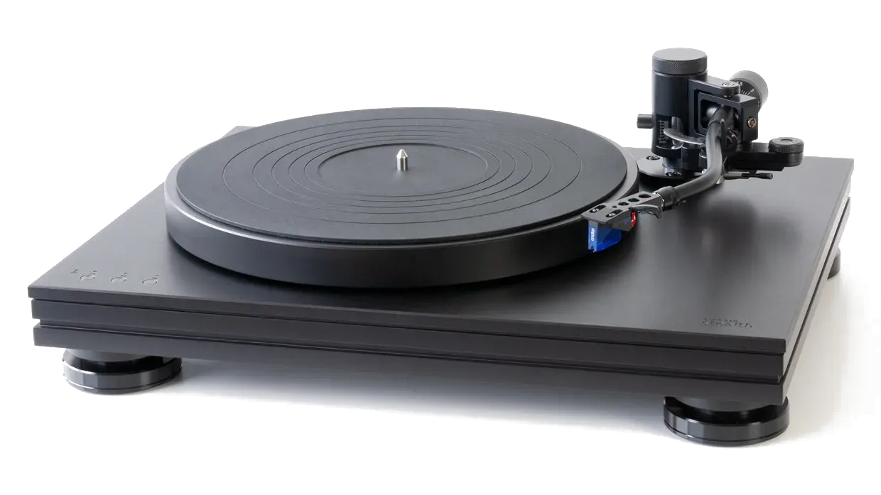 Music Hall stealth Semi-Automatic Direct-Drive Turntable - [LP], front angle at Toma Audio