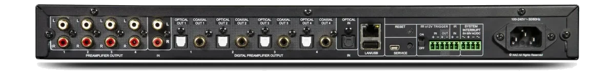 NAD CI 580 v2 Streamer [DAC Wi-Fi BluOS USB] rear panel at Toma Audio