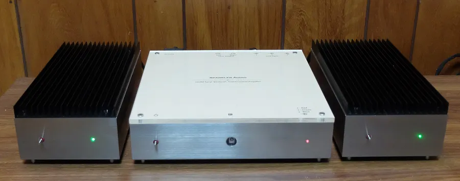 Sparkler Audio model S513i "pastoral" ― Control Amplifier with Remote and model S514i "rhapsody" ― Dual Monaural Power Amplifier (* 2) - [2x25W], system view at Toma Audio