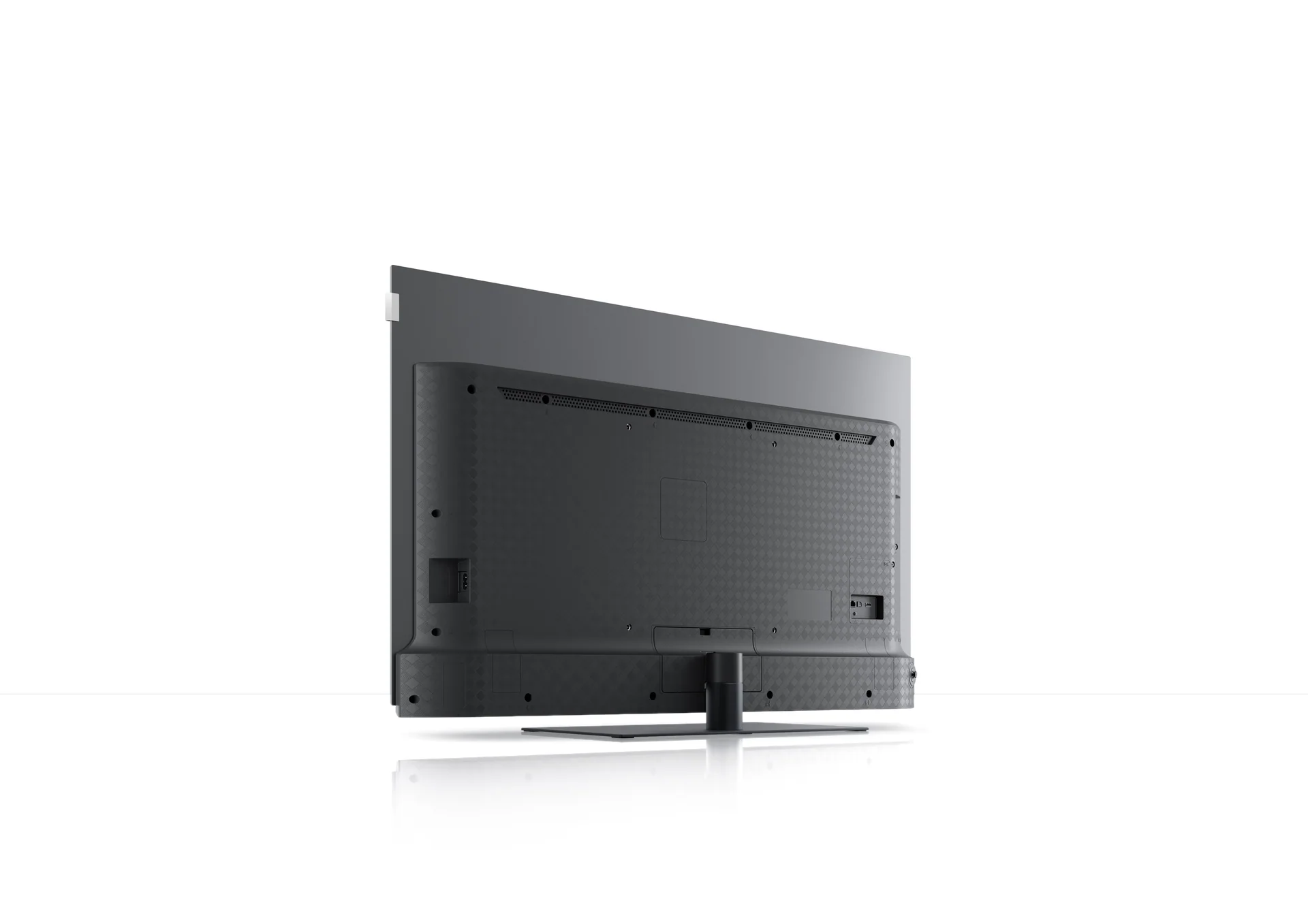 Loewe We SEE 4K OLED 48 Smart TV, rear view on table stand at Toma Audio
